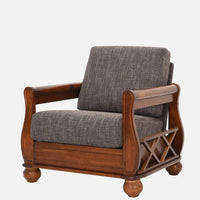 Solid Wood 1 Seater Sofa in Brown Colour