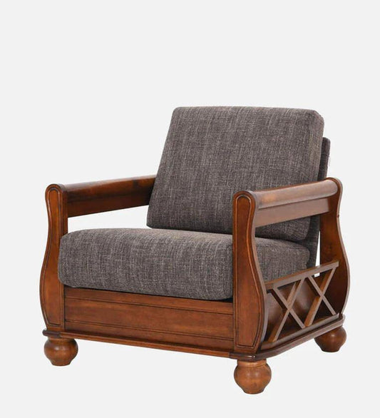 Solid Wood 1 Seater Sofa in Brown Colour