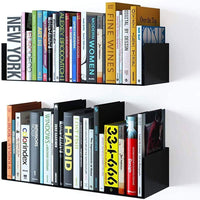 Floating Wall Mount Metal U Shape Shelf  Bookcase Black Set of 2