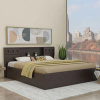 King Size Bed With Box & 1 Bedside Table In Wenge Finish