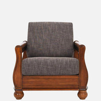 Solid Wood 1 Seater Sofa in Brown Colour