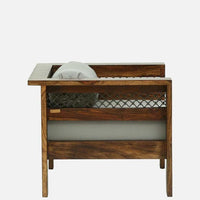 Sheesham Wood 1 Seater Sofa In Provincial Teak Finish