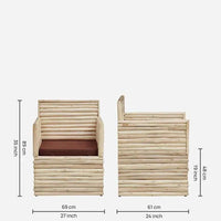 Eucalyptus Wood 1 Seater Sofa In Natural Finish