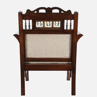 Teak Wood 1 Seater Sofa in Beige & Walnut Finish