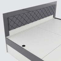 Honaya King Size Bed in Frosty White Finish with Box Storage