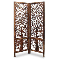 wooden  Handcrafted 2 Panel Brown Wooden Room Partition/Divider