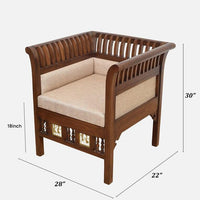 Solid Wood 1 Seater Sofa in Walnut Colour