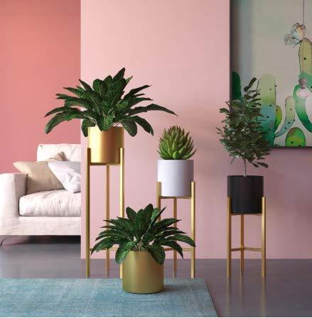 Plant Stand | 3 pcs Modern Planters for Indoor Plants | Metal Floor Planter Set with Foldable Stand (Pack of 3)