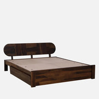 Sheesham Wood King Size Bed With Drawer Storage In Scratch Resistant Teak Finish