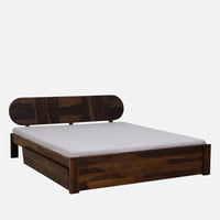 Sheesham Wood King Size Bed With Drawer Storage In Scratch Resistant Teak Finish