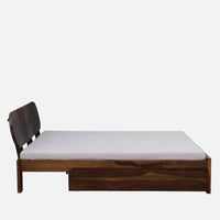Sheesham Wood King Size Bed With Drawer Storage In Scratch Resistant Teak Finish