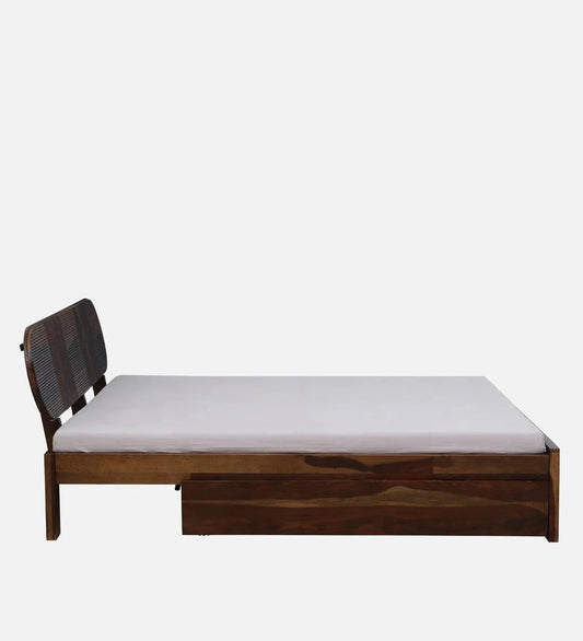 Sheesham Wood King Size Bed With Drawer Storage In Scratch Resistant Teak Finish