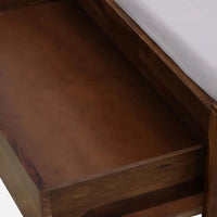 Sheesham Wood King Size Bed With Drawer Storage In Scratch Resistant Teak Finish