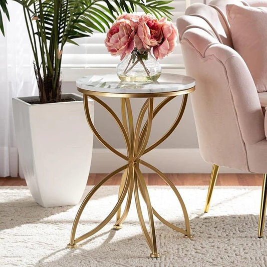 Jett Golden Flower Sofa Side Table