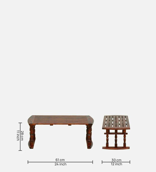 Sheesham Wood Breakfast Table | Laptop Table - Walnut Finish