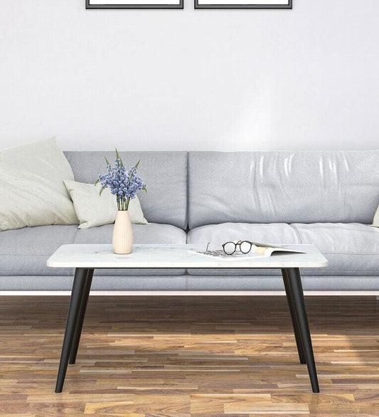 Marble Coffee Table in White Finish