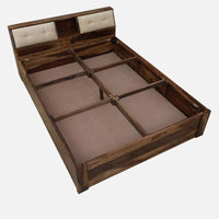 Sheesham Wood King Size Bed In Scratch Resistant Rustic Teak Finish With Box Storage