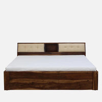 Sheesham Wood King Size Bed In Scratch Resistant Rustic Teak Finish With Box Storage