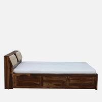 Sheesham Wood King Size Bed In Scratch Resistant Rustic Teak Finish With Box Storage
