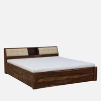 Sheesham Wood King Size Bed In Scratch Resistant Rustic Teak Finish With Box Storage
