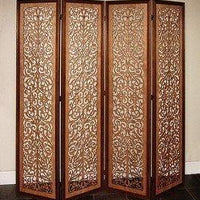 Wooden Partitions - Wood Room Divider Partition for Living Room 4 Panels - Room Separators Screen Panel for Home & Kitchen to be placed in Zig-Zag