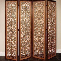 Wooden Partitions - Wood Room Divider Partition for Living Room 4 Panels - Room Separators Screen Panel for Home & Kitchen to be placed in Zig-Zag