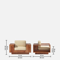 Solid Wood 1 Seater Sofa in Walnut Colour